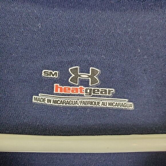 Under Armour Shirt Mens Small Blue Heat Gear Relaxed Fit Classic Short Sleeve - Picture 4 of 8